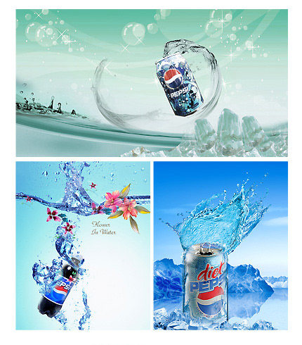 دانلود تصاویر لایه باز تبلیغ نوشابه - Drinks In Water