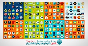 دانلود مجموعه تصاویر وکتور آیکون های فلت